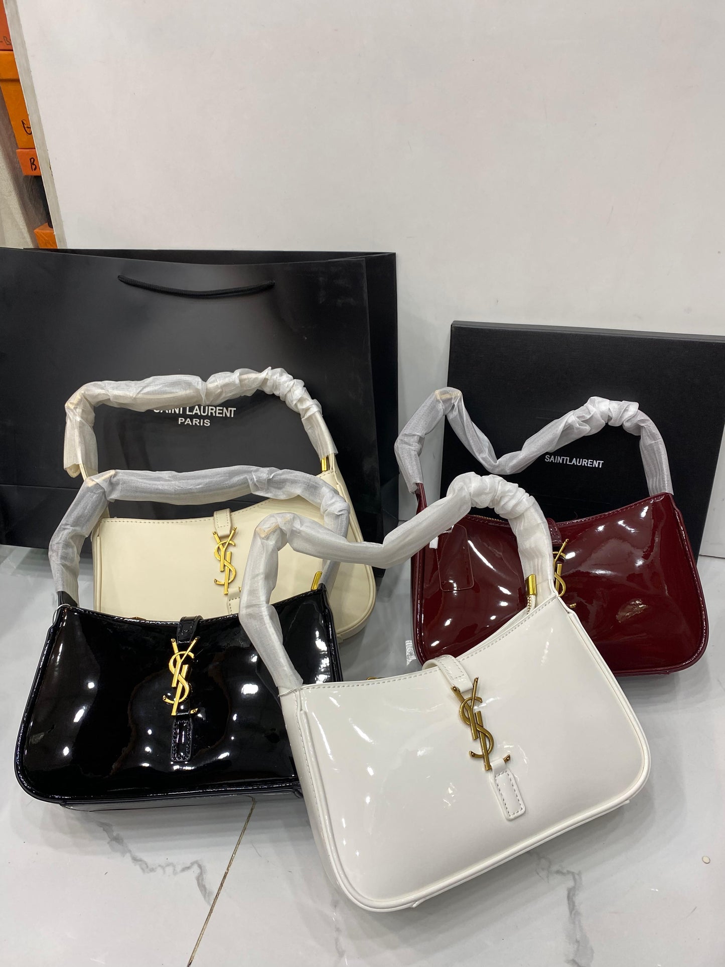 YSL-Inspired Patent Leather Shoulder Bag
