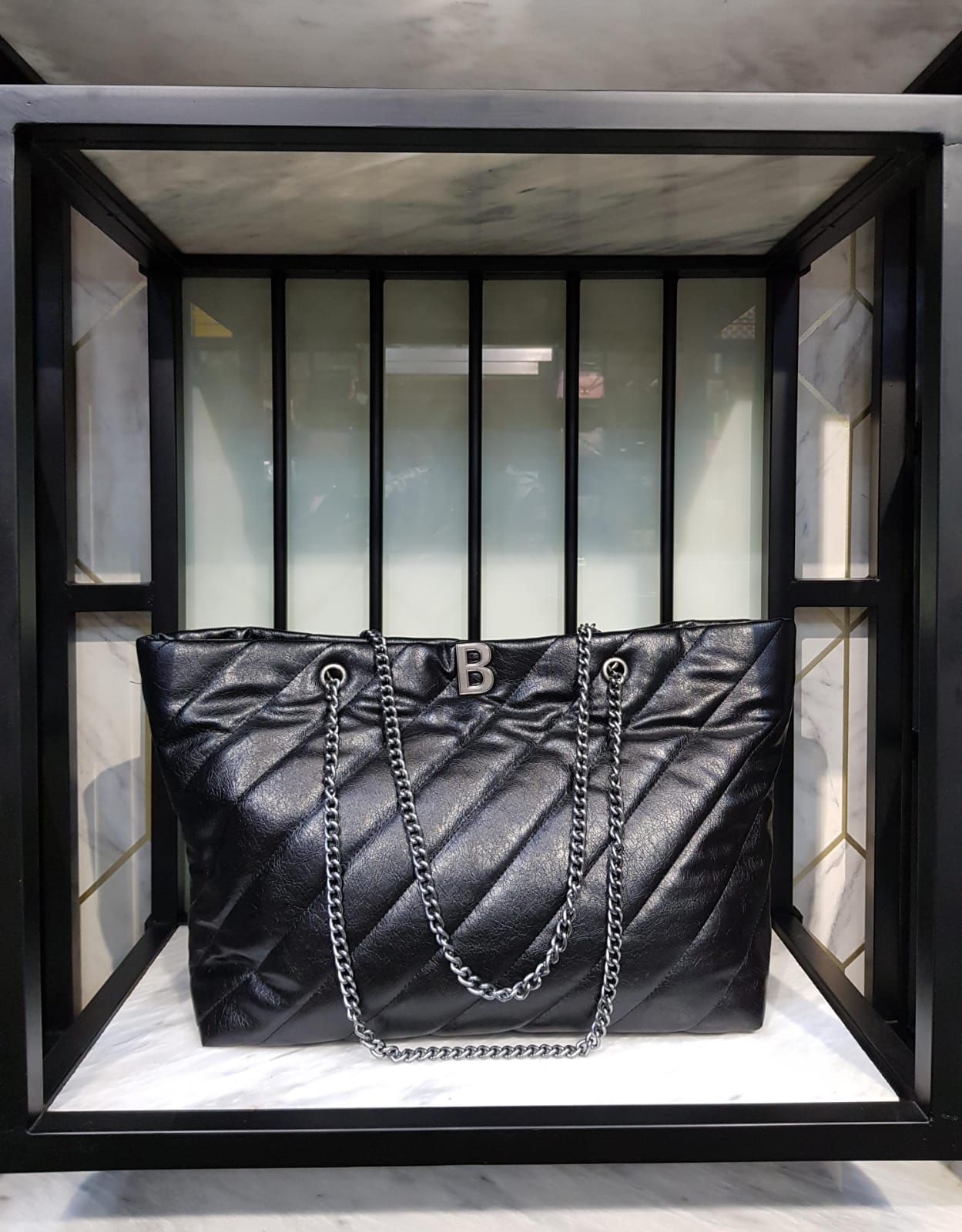 Balenciaga-Inspired Crush Large Quilted Tote